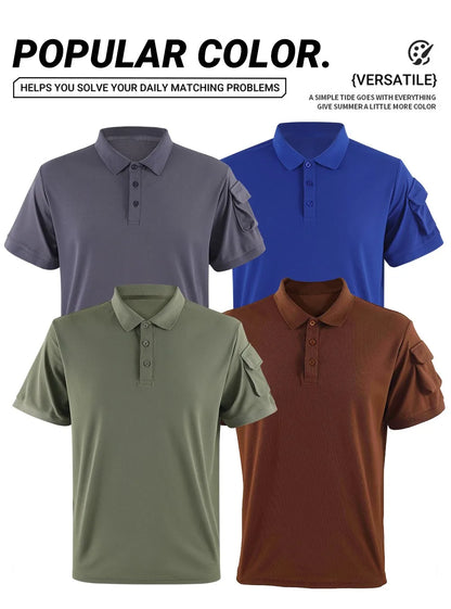 Soft Breathable Pocket Short Sleeve For Man Summer Loose Solid Polo Shirt New Fashion Daily Streetwear Sport Basic T-Shirt
