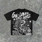 Summer men's fashion style skull print comfortable and breathable with round neck T-shirt outdoor warning top