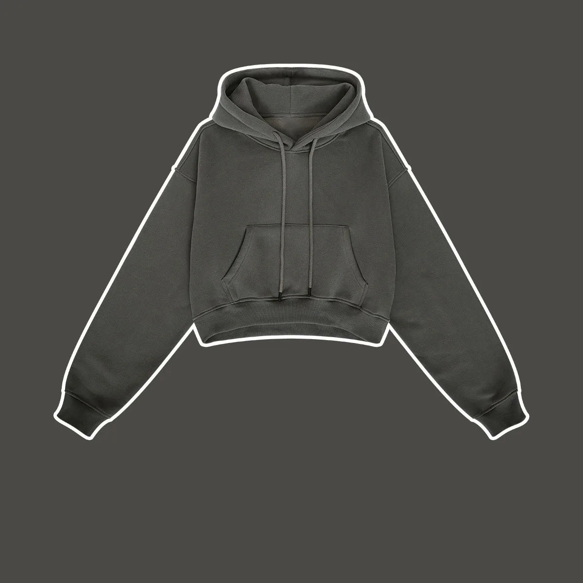 Profashion  Loose Hoodies Women Autumn Winter Long Sleeve Crop Top Streetwear Solid Drawstring Hooded Shirt Casual Female Sweatshirt