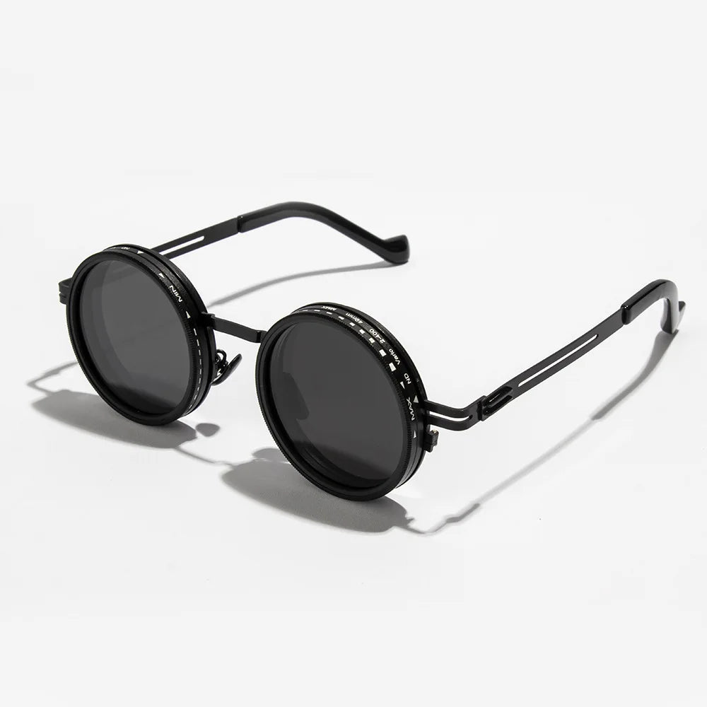 Polarized ND9 Adjustable Dimming Sun Glasses Men Women Round Sunglasses Retro Punk Men's Fishing Eyeglasses Outdoor Shades UV400