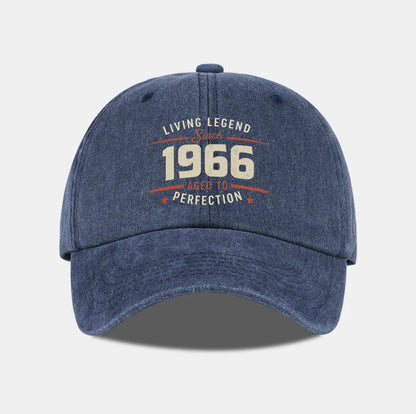 "Living Legend Since 1966" Washed Baseball Cap Adjustable Unisex Gift For Vintage Lovers