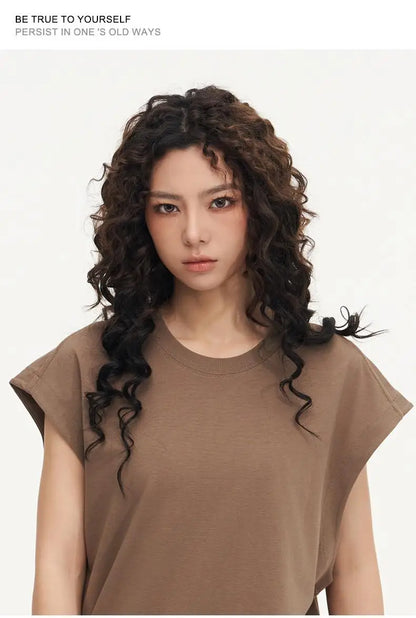 270gsm Summer Tank TopSleeveless T shirt 100% Cotton Solid Color Men Oversized Causal O-neck Basic T-shirt High Quality
