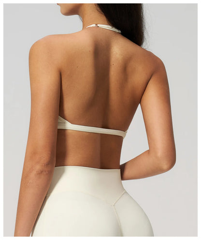 Sporty Woman Top New Brushed Yoga Wear For Women Halter Neck Bra Shockproof Quick-dry Summer Women Underwear Gym Clothes Woman