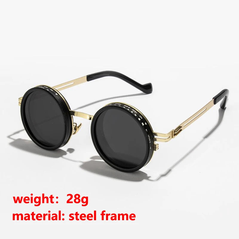 Polarized ND9 Adjustable Dimming Sun Glasses Men Women Round Sunglasses Retro Punk Men's Fishing Eyeglasses Outdoor Shades UV400