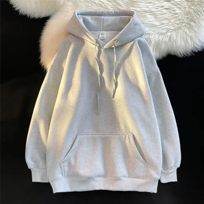Oversize Hoodie Sweatshirt Pure Color Fleece Lined Couple Style High Quality Green Heavyweight Hooded Jacket for Men And Women