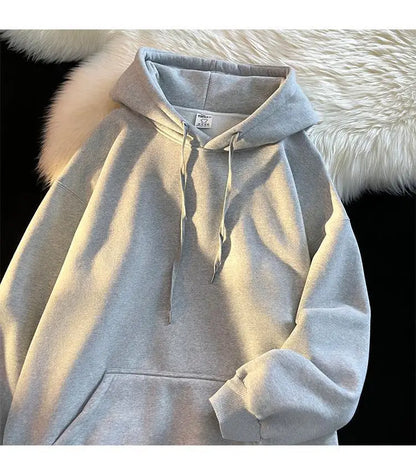 Oversize Hoodie Sweatshirt Pure Color Fleece Lined Couple Style High Quality Green Heavyweight Hooded Jacket for Men And Women
