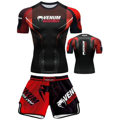 Free fighting and Boxing MuayThai Shirt shorts set Venom UFC Sets Quick-Drying Breathable Polyester Training T-Shirt Shorts set
