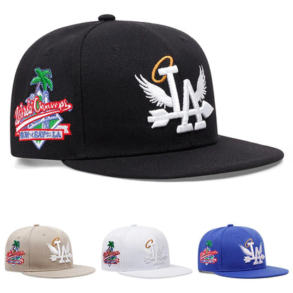 Baseball Hat LA Wings Embroidered Hip Hop Hat Outdoor Daily Leisure Sunshade Hat Male Female Flat Edge Mesh Hat