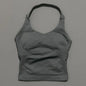 Histello Longline Strappy Top Women Sports Tank Halter Seamless Ruched Backless Gym Activewear Workout Yoga Fitness Tops