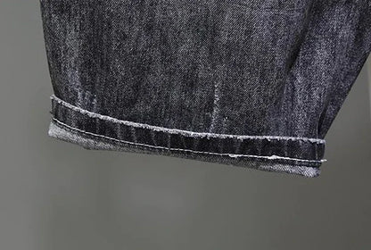 Men's Short Jeans Pants Black Gray Ripped Male Denim Shorts Designer Buttons Popular Emo New in Stretchable Wih Zipper Original