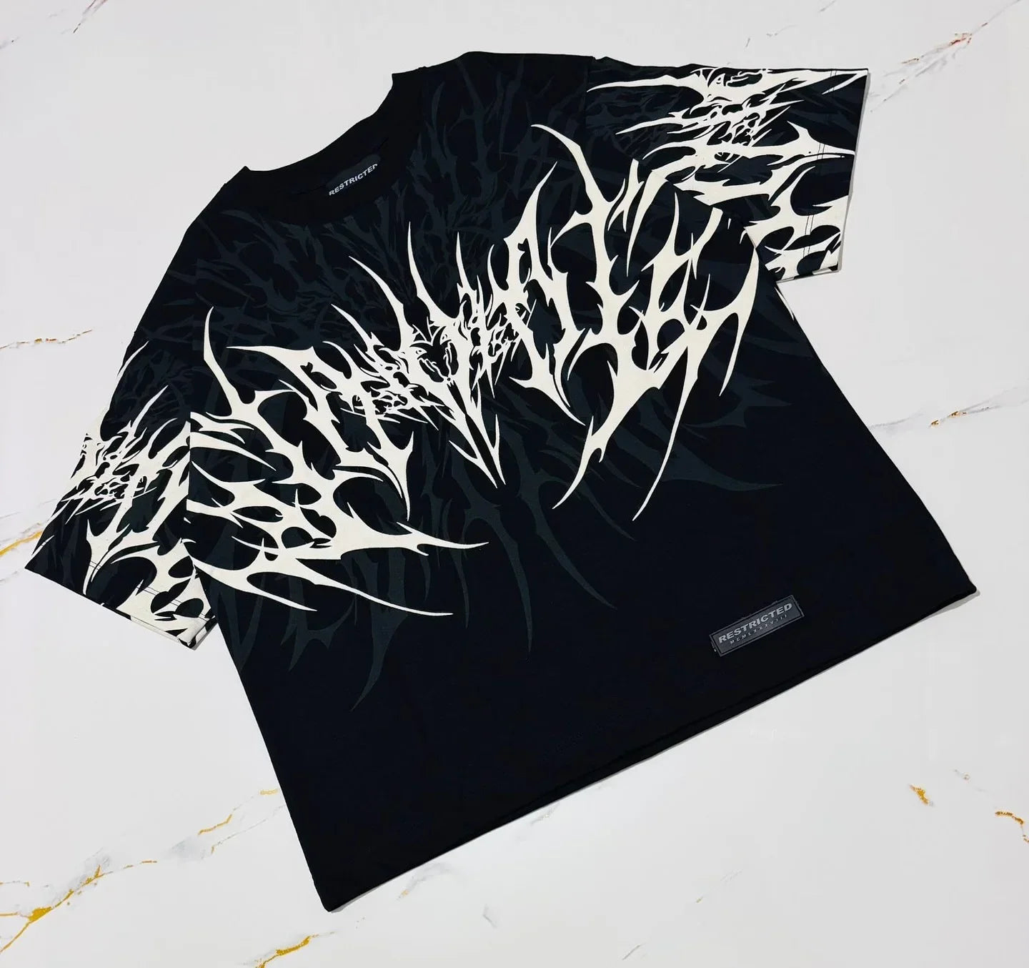 Cyberpunk Gothic T Shirt Edgy Thorn Texture Print Pure Cotton Streetwear Fashion Graphic Tee Urban Style Comfortable Fit