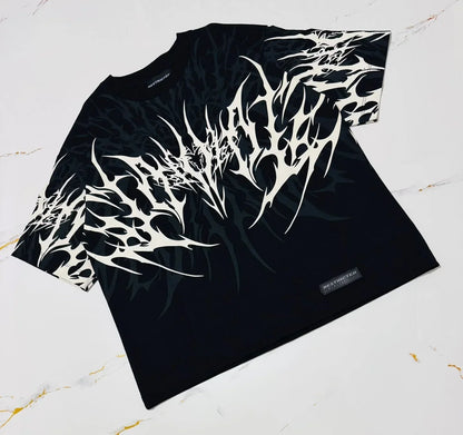 Cyberpunk Gothic T Shirt Edgy Thorn Texture Print Pure Cotton Streetwear Fashion Graphic Tee Urban Style Comfortable Fit