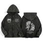 Darc Wolves Sport Zip Up Hoodies for Unisex Cotton Print Gothic Harajuku Jacket Hooded Sweatshirts Casual Manga Pullover