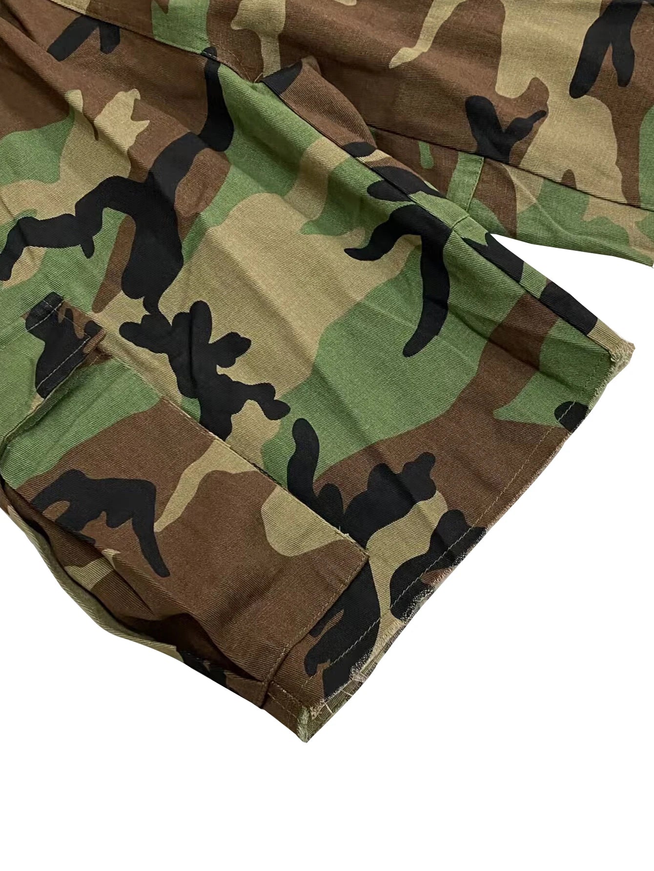 New Product Rubber Waist Printed Camo Multi Pocket Casual Women's Shorts