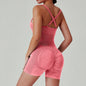 Women's Washed Yoga Bodysuit High Waisted Seamless 4-Way Stretch Workout Activewear Breathable Quick-Dry Lounge Jumpsuit