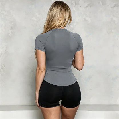 Women Bum Shaping Tee Seamless Short Sleeve Tops Gym Workout Running T-Shirts Fitness Activewear Athletic Shirts