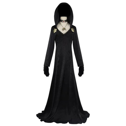 Moth Lady Evil Cosplay Fantasia Village Vampire Lady Dimitrescu Costume Women Black Dress Halloween Carnival Party Suit