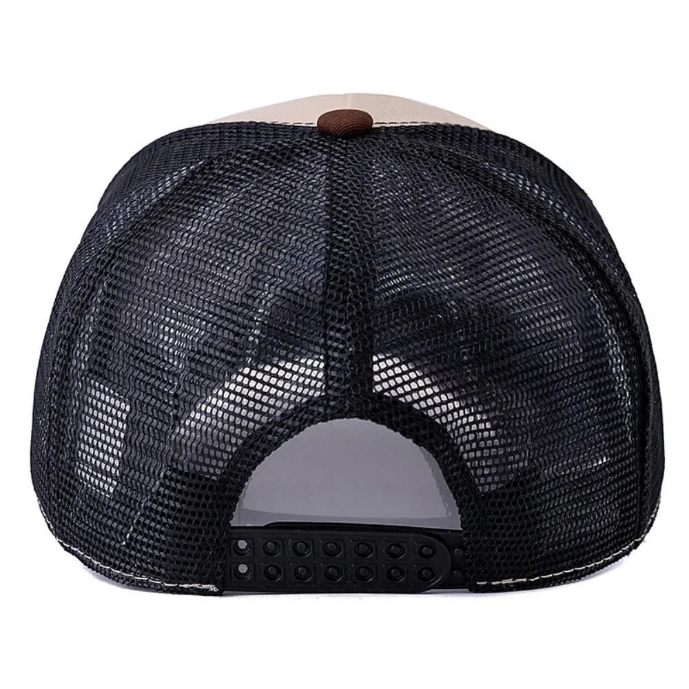 Bear Eating Fish Streetwear Hat Truck Hat Outdoor Skateboarding Hat Sunshade Baseball Hat Breathable Mesh Hat