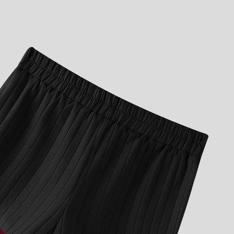 Ribbed Athletic Shorts High Waist Contrast Trim Bodybuilding Gym Shorts Summer Quick Dry Workout Short Pants Fitness Short