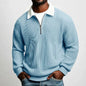 New Style Solid Color Waffle-Knit Long-Sleeve Sweatshirt for Men - Half-Zip Athletic Top (Spring & Autumn Collection)