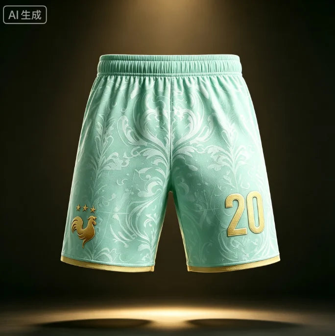 France National Team Mbappe No.10 Football Shorts,3D All Over Print Short Pants, Unisex Family Matching Fan Sports