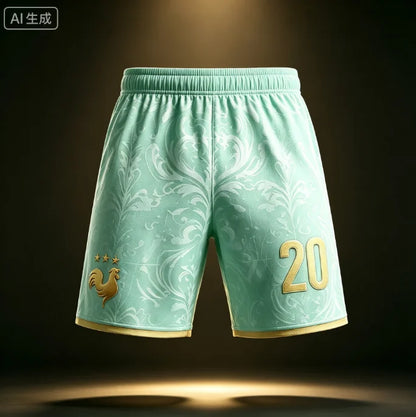 France National Team Mbappe No.10 Football Shorts,3D All Over Print Short Pants, Unisex Family Matching Fan Sports
