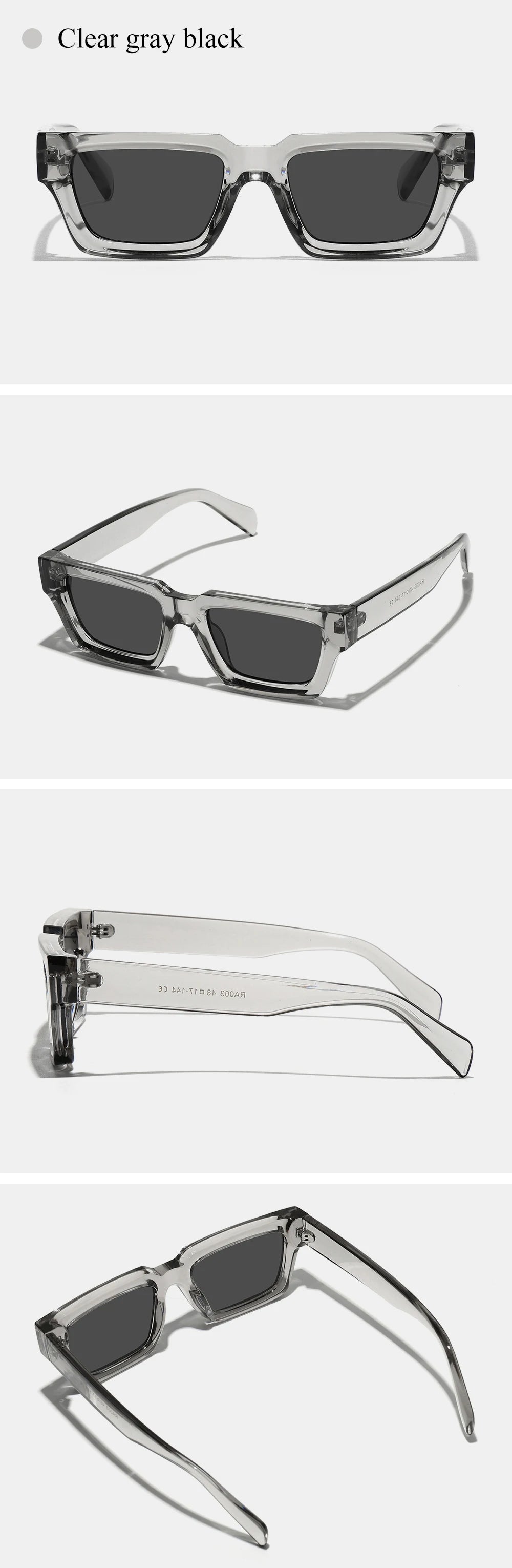 Ruiao fashion black small rectangular thick frame sunglasses for men and women rectangular summer wear shades