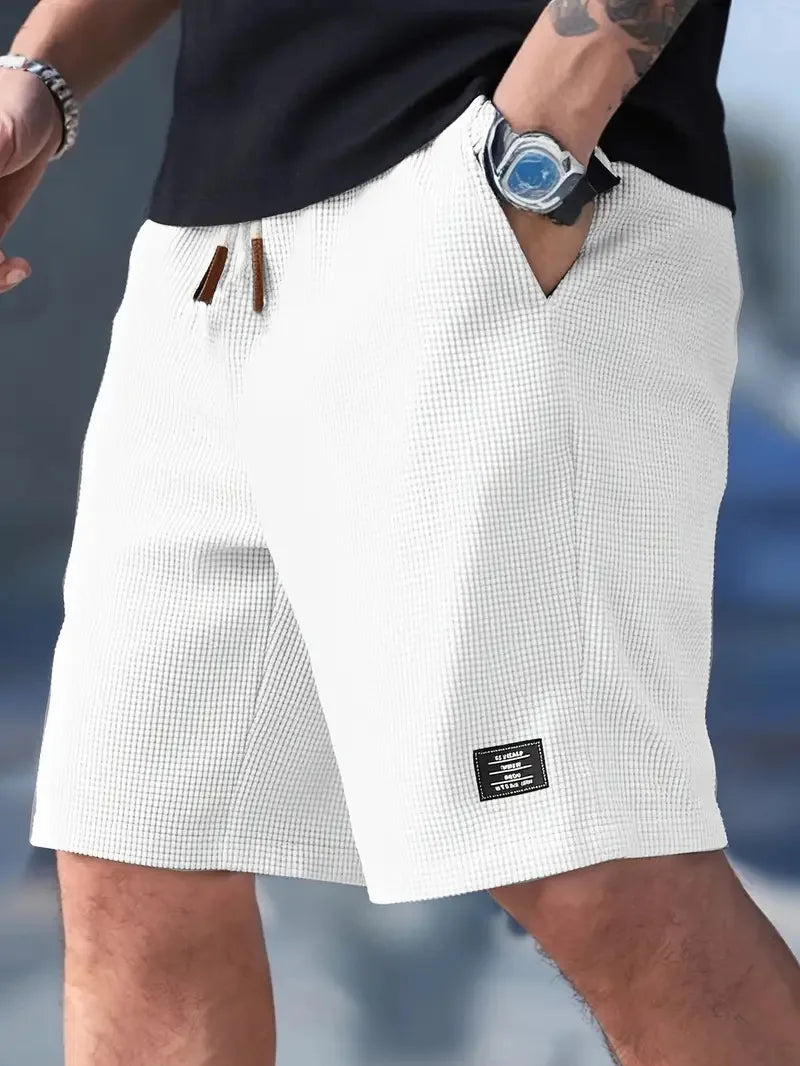 Summer Men's Waffle Texture Casual Sports Beach Shorts Quick Dry Trendy Versatile Bermuda Shorts Streetwear Lightweight