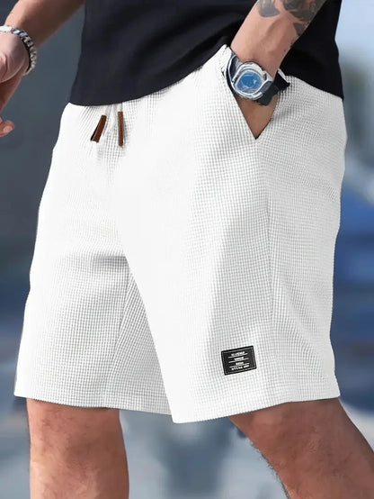 Summer Men's Waffle Texture Casual Sports Beach Shorts Quick Dry Trendy Versatile Bermuda Shorts Streetwear Lightweight
