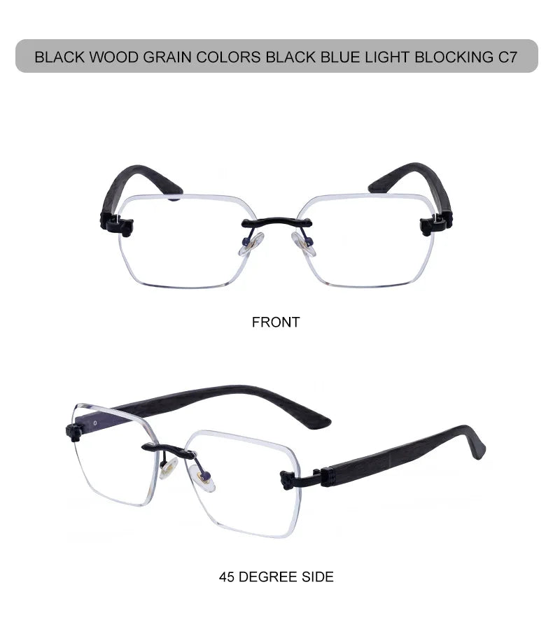 Square Rimless Photochromic Sunglasses Men Vintage Sun Glasses Luxury Designer Shades Male Cut Lenses Frameless Eyewear