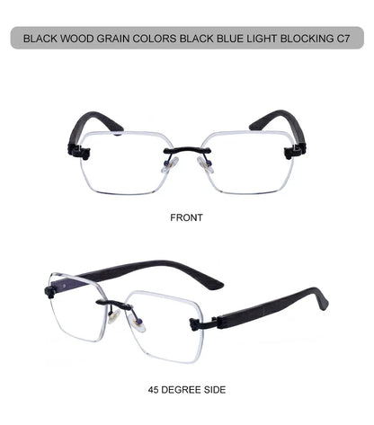 Square Rimless Photochromic Sunglasses Men Vintage Sun Glasses Luxury Designer Shades Male Cut Lenses Frameless Eyewear
