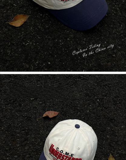 Street Color Blocked Duck Tongue Hat Looks Small, soft Top, wide Brim, deep Top, letter Baseball Cap for Men and Women