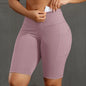 Solid Color Women Shorts with 3 Pockets Butt Lifting Workout Tights Stretch Athletic Five-pointed Pants Outdoor Fitness Shorts
