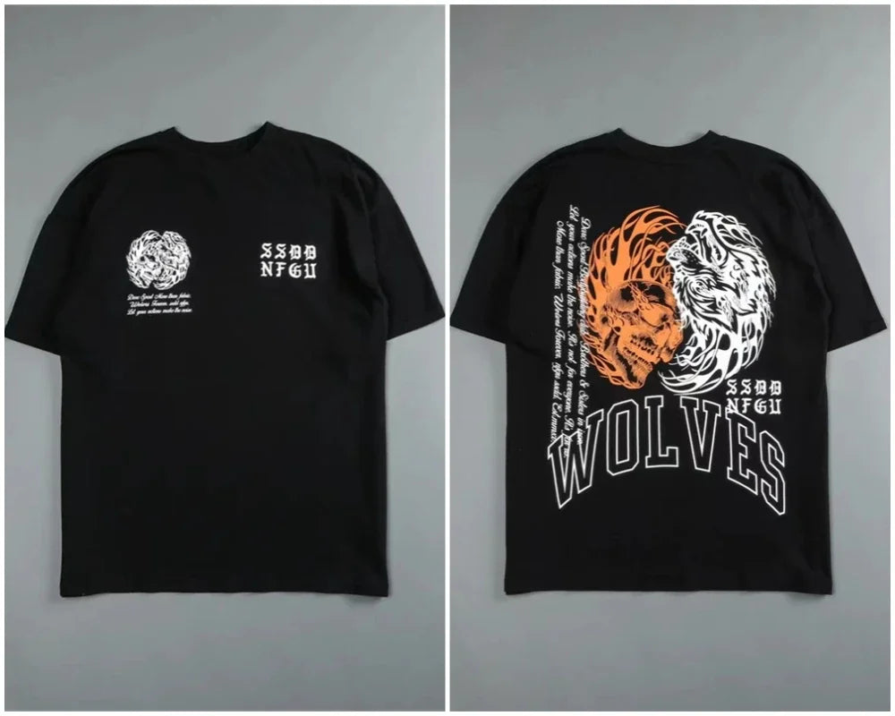 New Darc Wolves Short-sleeved T-shirts Running Fitness Tops Gym Tee