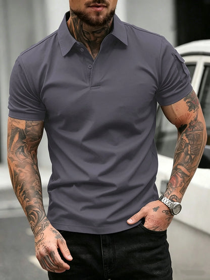 Soft Breathable Pocket Short Sleeve For Man Summer Loose Solid Polo Shirt New Fashion Daily Streetwear Sport Basic T-Shirt