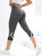 Mesh High Waist Yoga Pants Capri Leggings For Women, Tummy Control Workout Capri Leggings, Women's Activewear