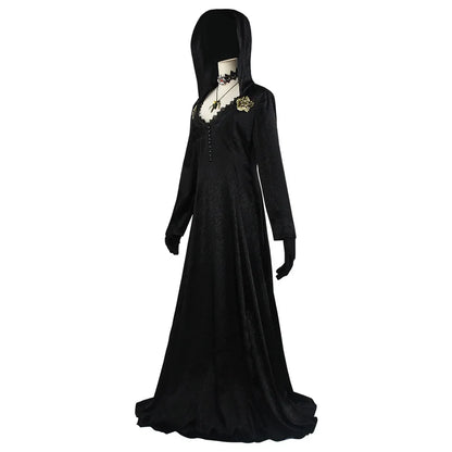 Moth Lady Evil Cosplay Fantasia Village Vampire Lady Dimitrescu Costume Women Black Dress Halloween Carnival Party Suit