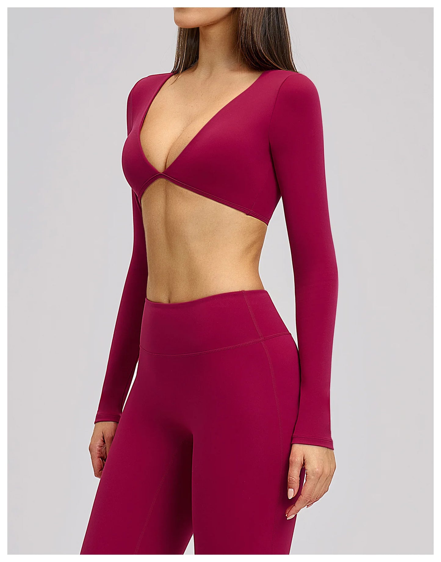 Sports Yoga Long Sleeve V T-shirt Sportswear Woman Gym Women's Female Clothing Slim Fit Sportswear Workout Clothes Fitness Wear