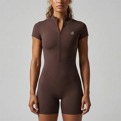 Women New Bum Zipper Workout Rompers Sports Overalls Women Gym Clothing Running Fitness Suits Gym Tracksuit Short Jumpsuits