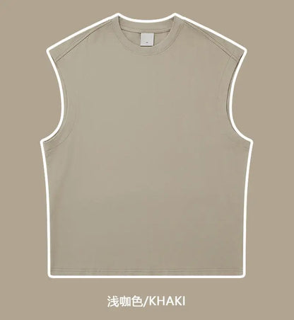 270gsm Summer Tank TopSleeveless T shirt 100% Cotton Solid Color Men Oversized Causal O-neck Basic T-shirt High Quality