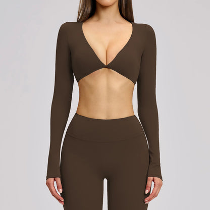 Sports Yoga Long Sleeve V T-shirt Sportswear Woman Gym Women's Female Clothing Slim Fit Sportswear Workout Clothes Fitness Wear