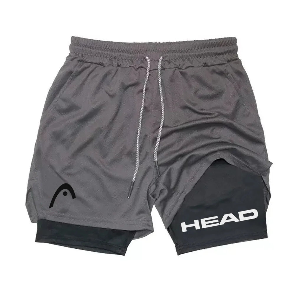 Anime Berserk Head Running Shorts Fitness Gym Training 2 in 1 Sports Quick Dry Workout Jogging Double Deck Summer