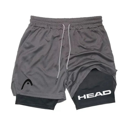 Anime Berserk Head Running Shorts Fitness Gym Training 2 in 1 Sports Quick Dry Workout Jogging Double Deck Summer