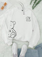 Profashion OK Teddy bear Printing Sweatshirts For Women Classic Retro Fashion Hoodies Fleece Warm Casual Clothes Loose Sportswear