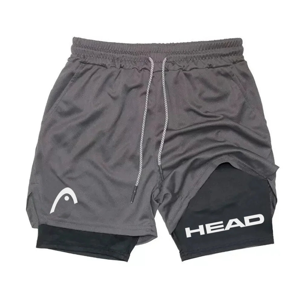 Anime Berserk Head Running Shorts Fitness Gym Training 2 in 1 Sports Quick Dry Workout Jogging Double Deck Summer