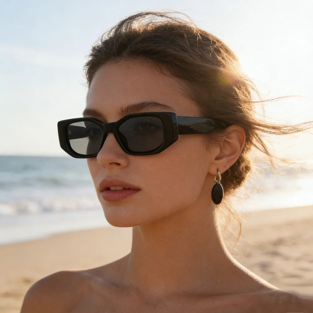 Ruiao new black classic retro designer branded concave irregular thick frame men women fashion sunglasses