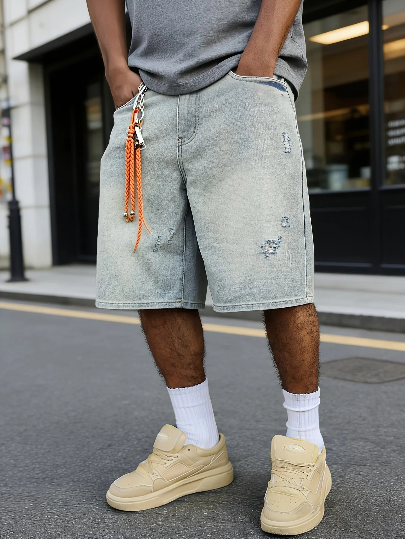 Men's Jeans, Loose Casual, Simple Cut Denim Shorts, Fashion Trendy Denim Straight Pants, Y2K Men's Clothing