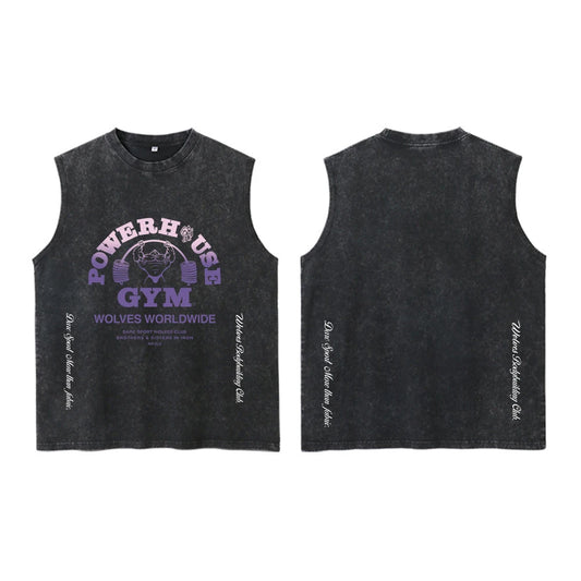 Darc Wolves Sport Vintage Washed Vest Tees Gym Bodybuilding Fitness Sleeveless T Shirts Basketball Workout Darcs Tank Tops