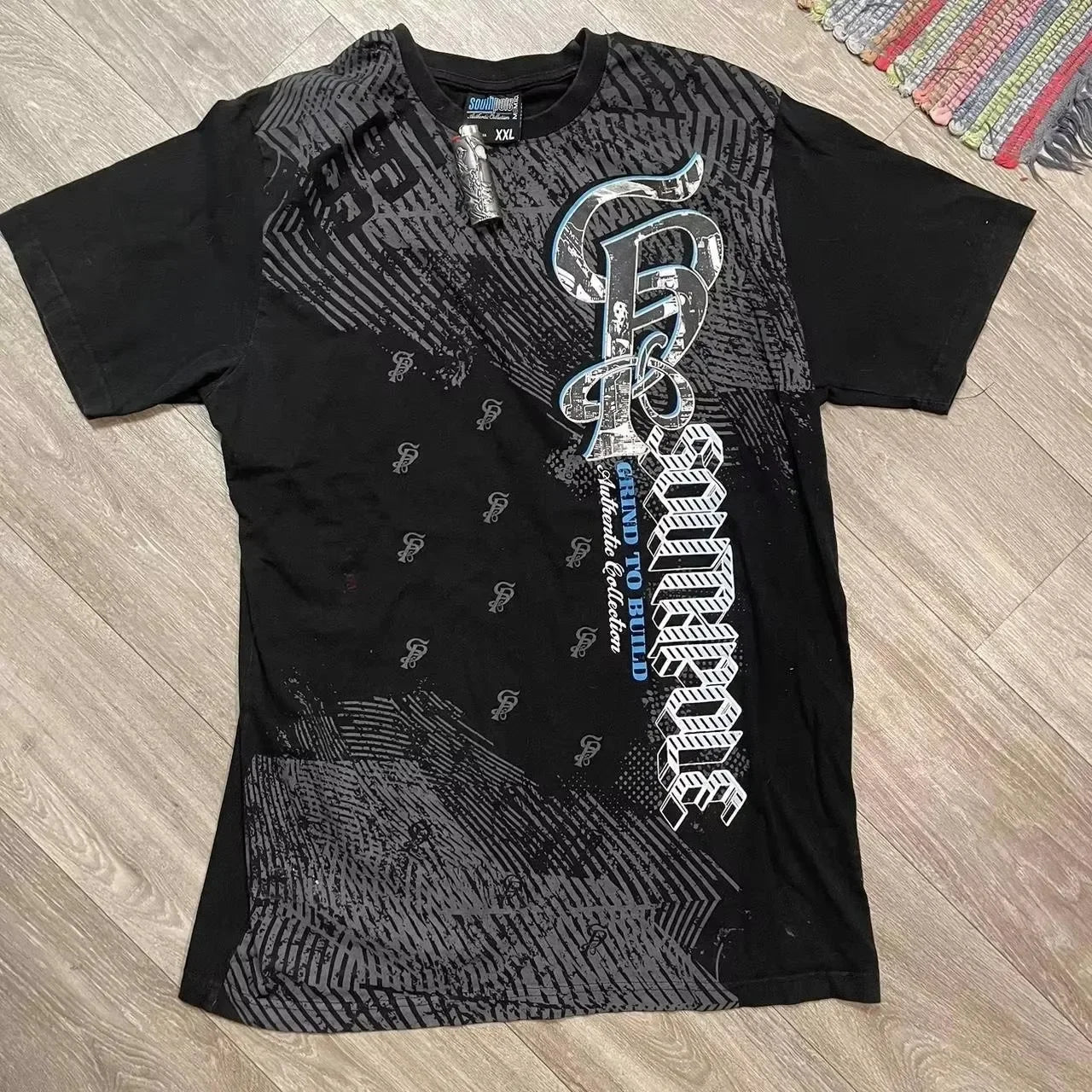 Southpole Y2K Vintage Cotton Graphic Tee Distressed Oversized Unisex T-Shirt with Gothic Print Streetwear Retro Soft Shirt Man
