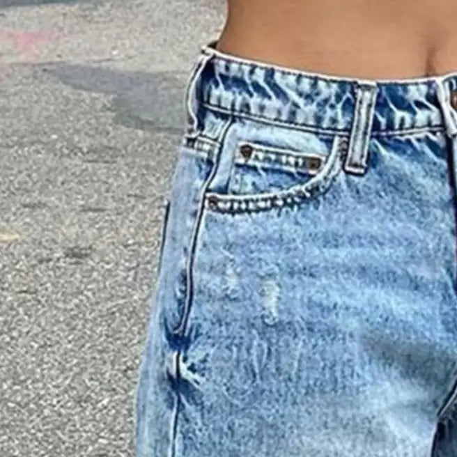 Women's Wide-leg Jeans High Waisted Straight Leg Denim Pants Retro Punk Slimming Floor-length Trousers for Streetwear